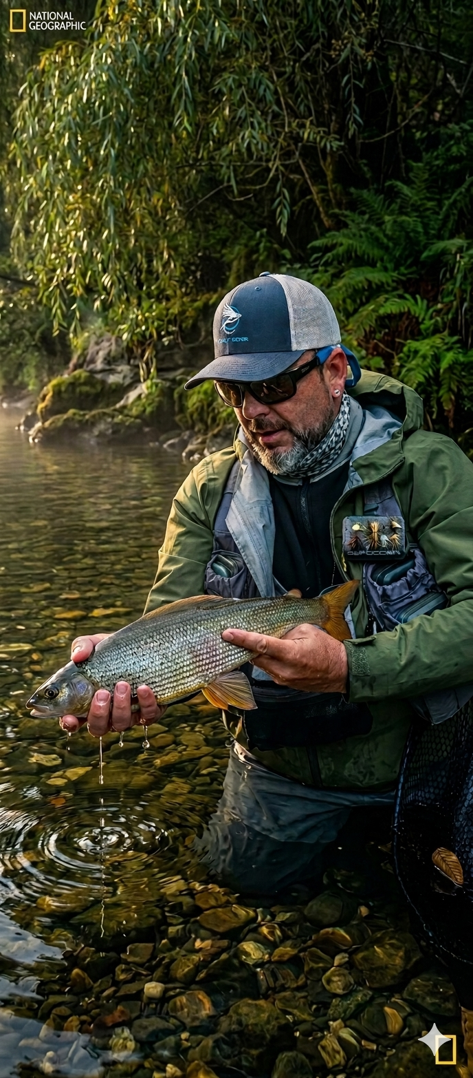 A freshly caught grayling from the river