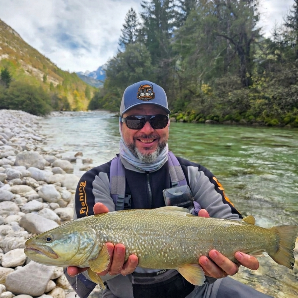 Johnny with a huge marbled trout