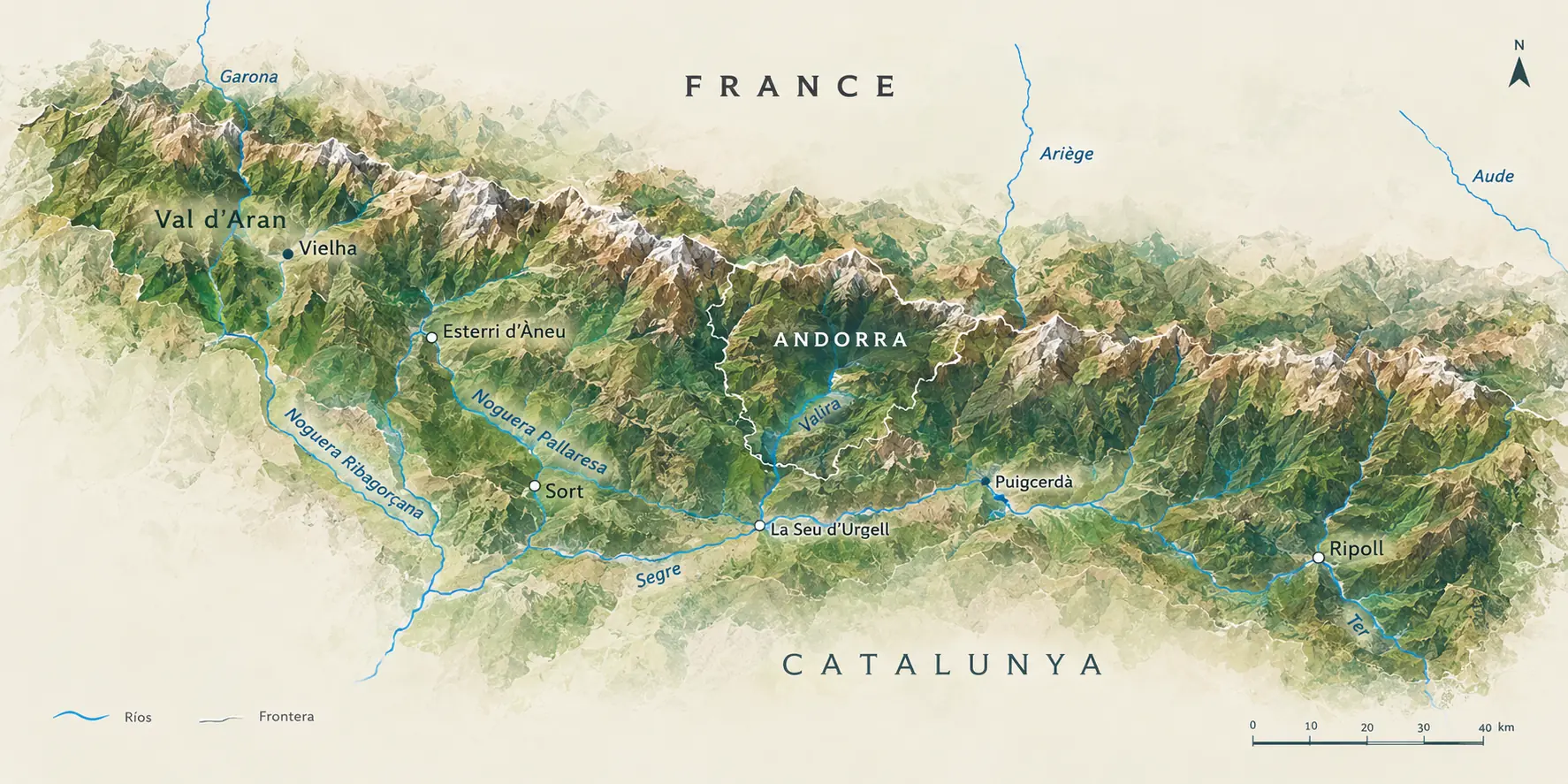 Mapa dels Pirineus orientals